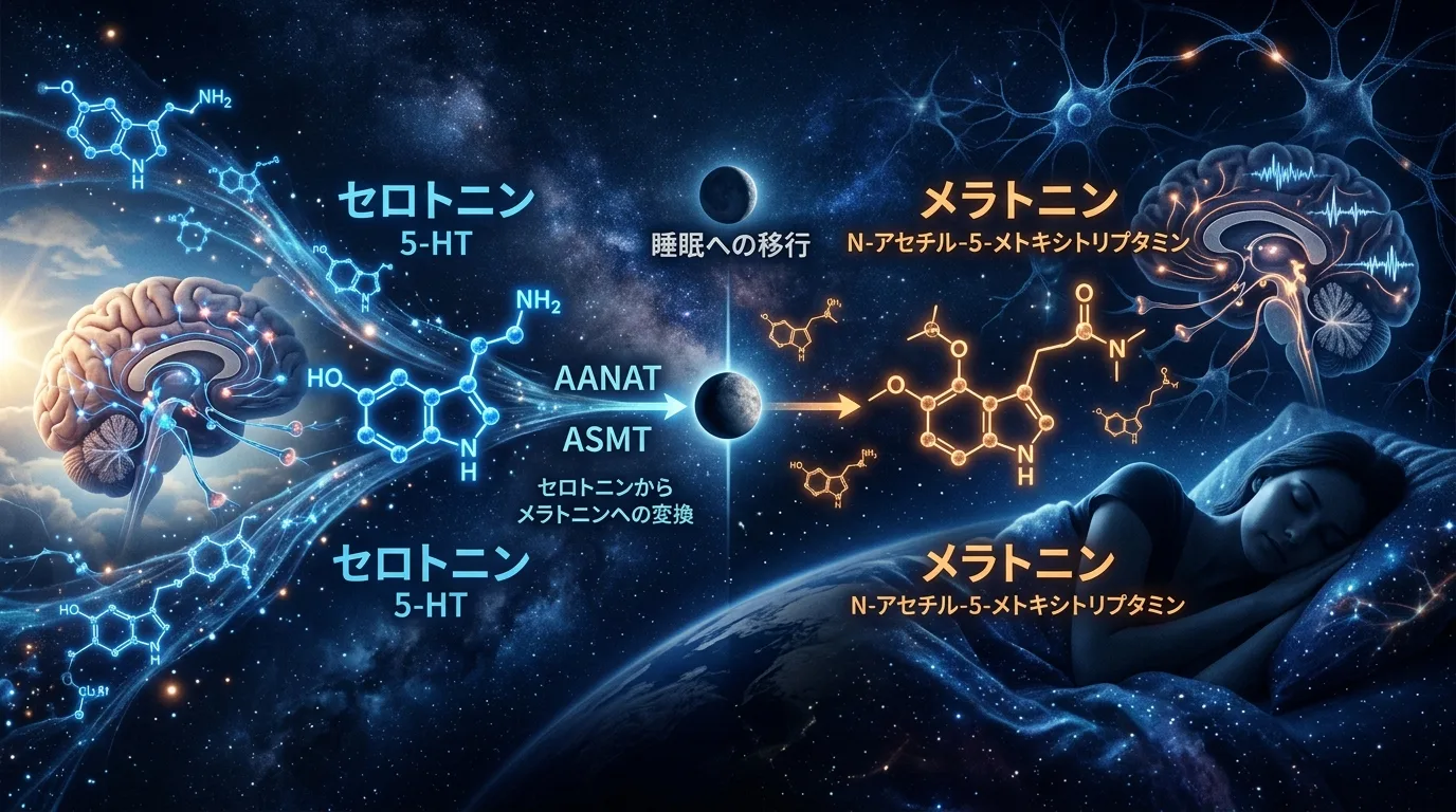 セロトニンとメラトニンの関係｜幸せホルモンが睡眠ホルモンに変わる仕組み